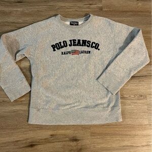 Vintage Polo by Ralph Lauren Heather Gray Crewneck Sweatshirt with Navy Logo